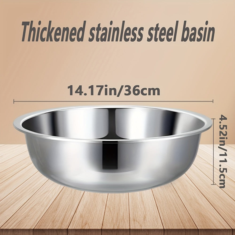 Stainless Steel Mixing Bowl Large 15.75 Inch with Footed Base, Salad Bowl, Vegetable & Fruit Washing Basin