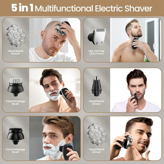 Electric Shaver 7D or 9D Rotary Head with Titanium Blades, LED Display, USB-C Charging and Set Options