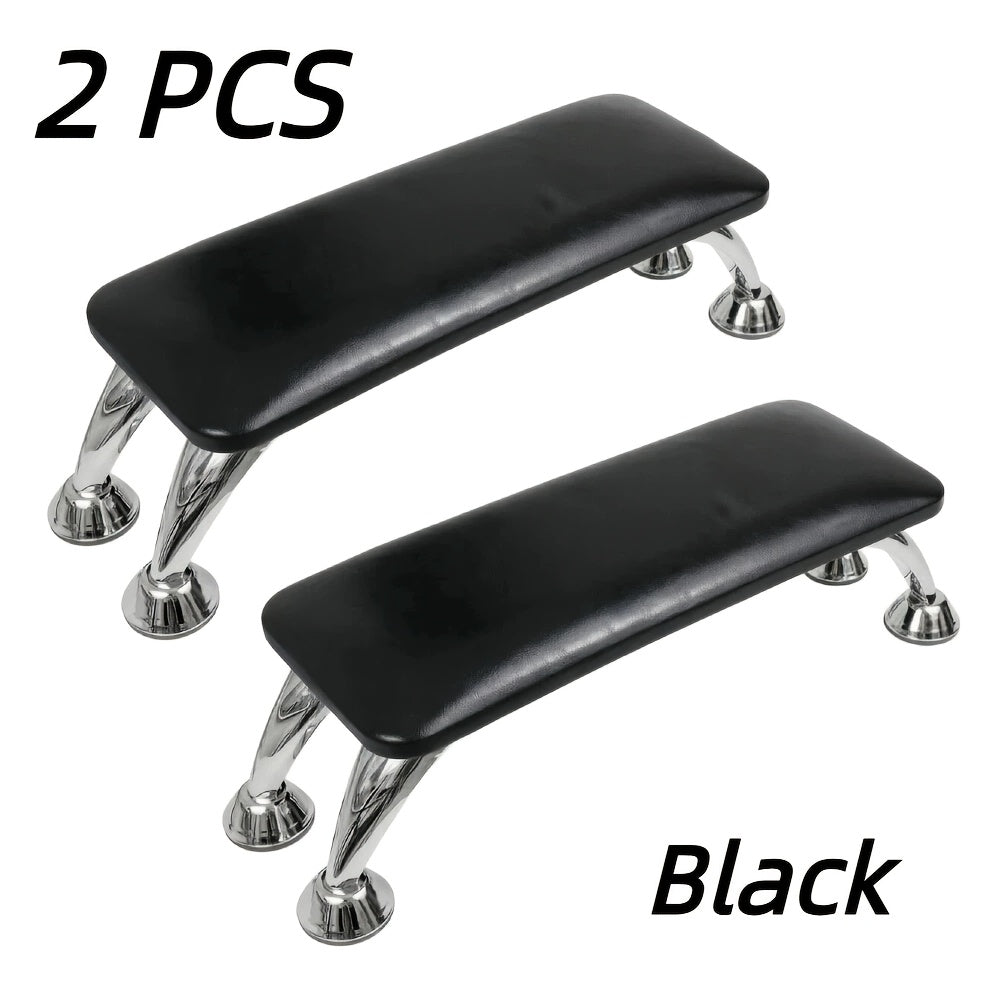 Curved Nail Salon Armrest with Metal-Look Legs in Pink, Black or White and Single- or Two-Piece Options