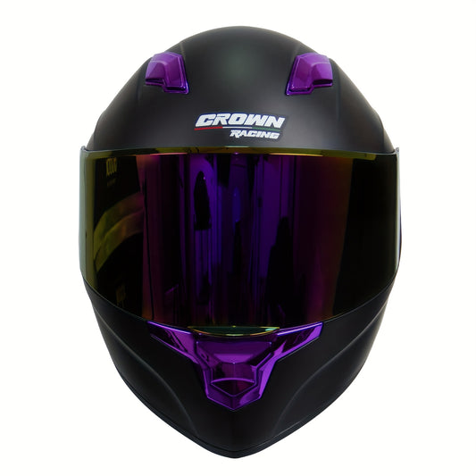 Full Face Motorcycle Helmet Purple – DOT Approved Adult Motorbike Helmet, Lightweight Aerodynamic Design for Men Women, Sizes M / L / XL