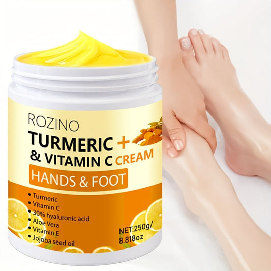 Turmeric Foot & Hand Cream 250g - Anti-Crack Deep Moisturizing Repair for Dry Cracked Heels, Elbows, Ankles & Knees, Intensive Hydrating Skin Care with Turmeric Extract
