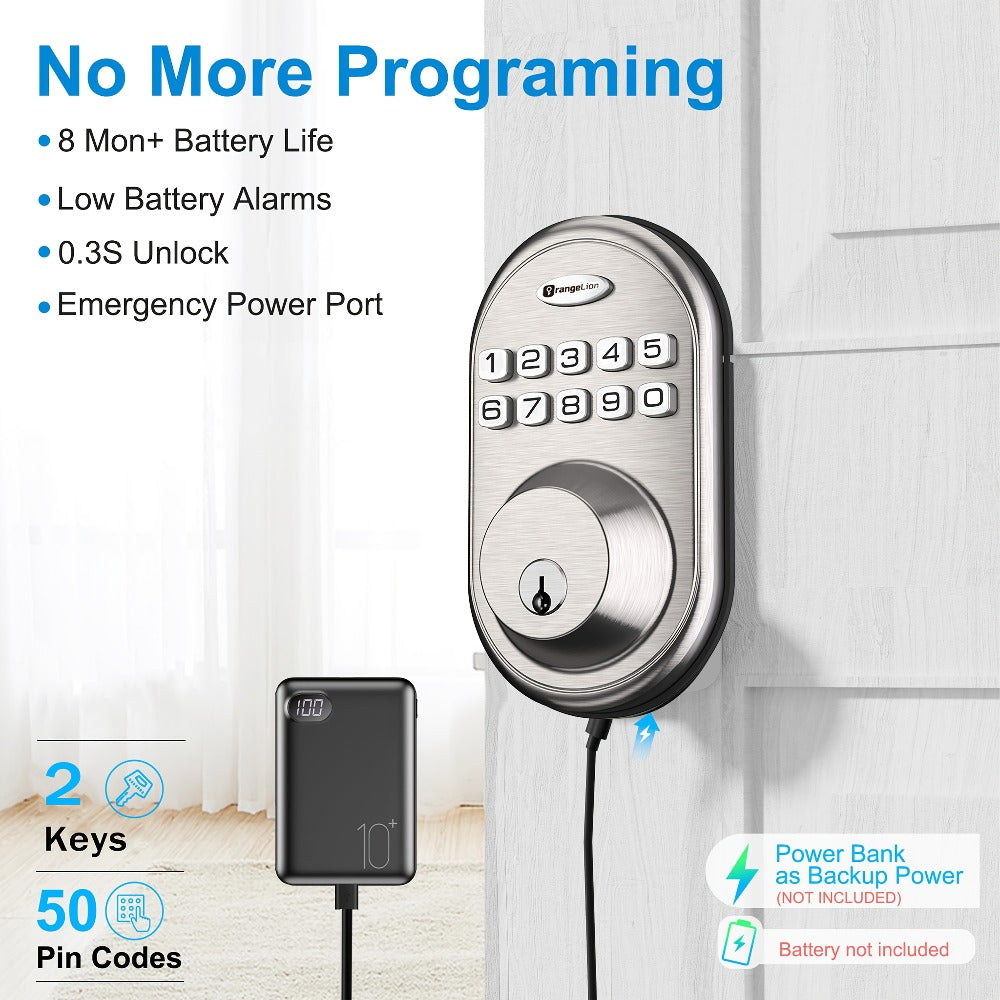 Electronic Keypad Deadbolt 3-Pack Keyless Entry Door Lock with 100-Code Capacity, Auto Lock, Anti-Peep PIN & Backup Key – No WiFi No App, Smart Lock for Home Villa Courtyard Apartment Standard Doors