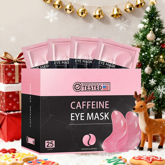 Caffeine Under Eye Patches 25 Pairs – Collagen Gold Eye Mask Reduces Dark Circles Puffiness Eye Bags Fine Lines Anti-Wrinkle Hydrogel Hydrating All Skin Types Spa Skincare Gift 20 Min