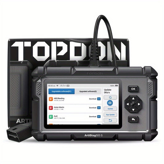 OBD2 Scanner with ABS SRS Engine Transmission Diagnostics 5 Reset Services Oil BMS DPF Throttle - TOPDON AD500S WiFi 5-Inch Touchscreen 90+ Car Brands