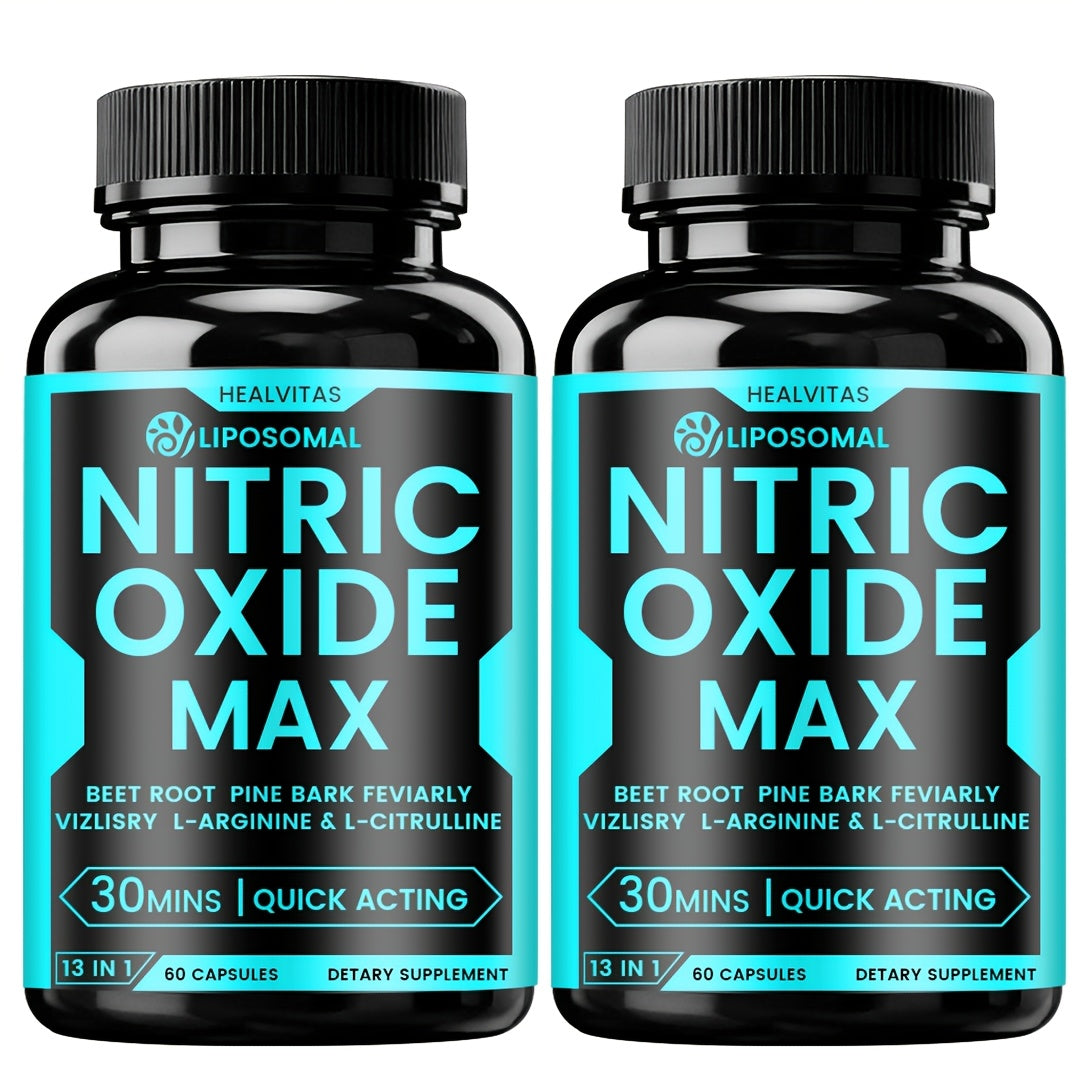 Dietary Supplement Capsules with HEALVITAS Label, L-Arginine, L-Citrulline, AAKG and 60 Count