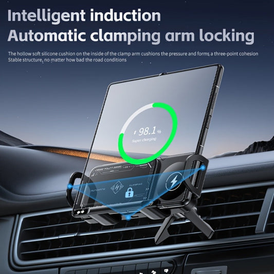 Folding Phone Dual Coil Wireless Car Charger 15W Auto-Clamping 90° Rotation – Car Mount for Samsung Galaxy Z Fold 6 5 4 3, Z Flip 5 4, iPhone 16 15 14 13 12 & Google Pixel 8 7 | Air Vent & Console Stand