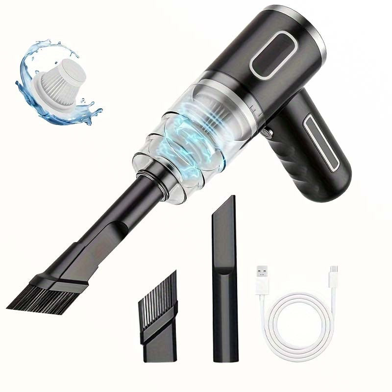 Handheld Vacuum Cleaner with 3KPa Suction, USB Charging, Long Reach Tube, Brush Head and Spare Filter