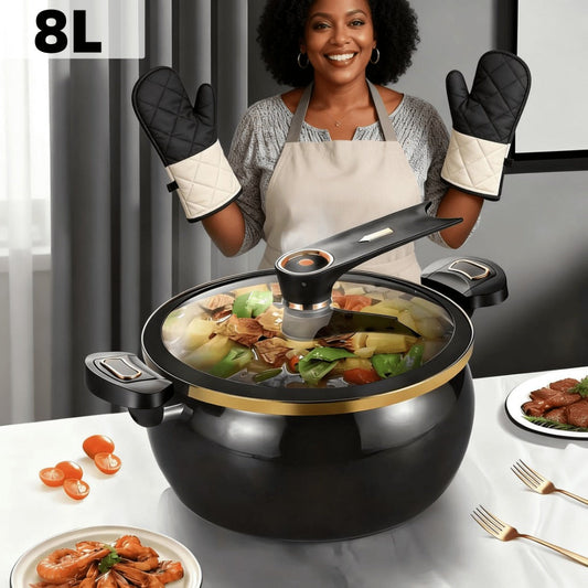 Non-Stick Soup Pot with Twist-Lock Handle | Large Capacity Stew Pot Compatible with Gas Stove Induction Cooker Open Fire | Multi-Function Cooking Pot for Home Restaurant Hotel
