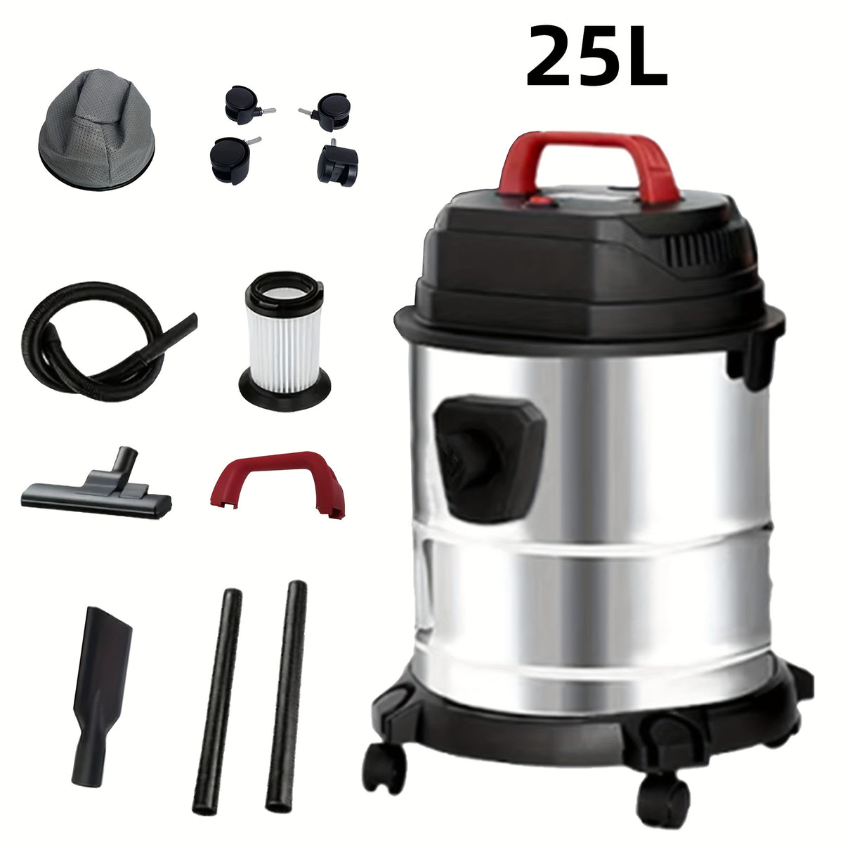 Wet Dry Vacuum Cleaner High-Power Bucket Type 5.28 to 6.6 Gallon Super Suction for Car and Home Dual-Use Cartridge Filter 40dB Quiet Motor Large Capacity Upgraded Deluxe Edition with Accessories