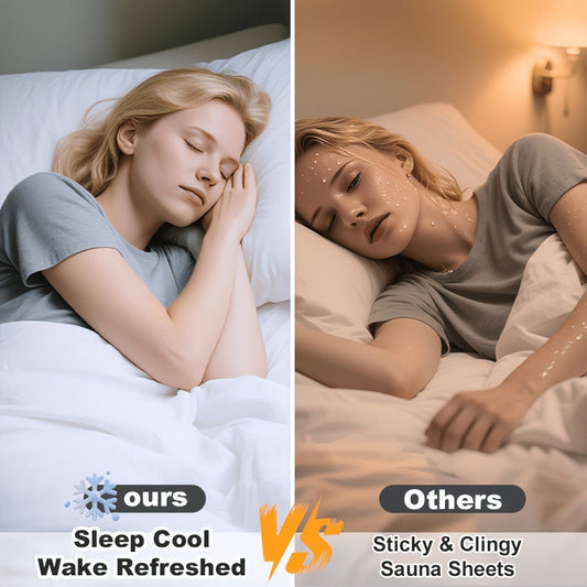 Bamboo Cooling Sheet Set 4pcs – Deep Pocket Fitted Sheet Flat Sheet Pillowcases for Hot Sleepers Twin Full Queen King