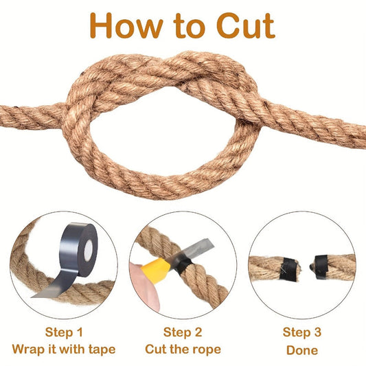 Manila Rope Natural Jute Twisted Hemp Rope – 3/4" 1" 1-1/4" 1.5" Thick Heavy Duty Outdoor Rope for Swing Bed Hammock Railing Crafts Tug of War Landscaping Gardening Bundling Home Decor
