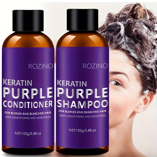 Purple Shampoo and Conditioner Set 2pcs – Toning Deep Cleansing & Moisturizing for Blonde Silver Gray & All Hair Types | Strengthens Hair Prevents Breakage & Split Ends