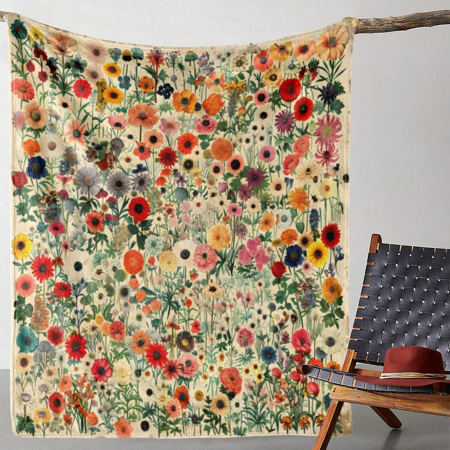 Vintage Floral Flannel Throw Blanket in the Exact 27.55 x 39.37-Inch Checkout Configuration