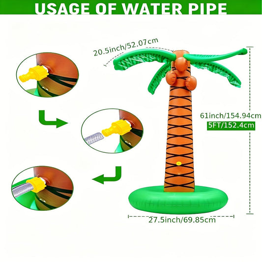 Inflatable Palm Tree Sprinkler 61 Inch for Kids – Backyard Lawn Water Spray Toy, Outdoor Splash Sprinkler for Pool Party Hawaiian Luau Beach Summer Fun Boys Girls Ages 3+
