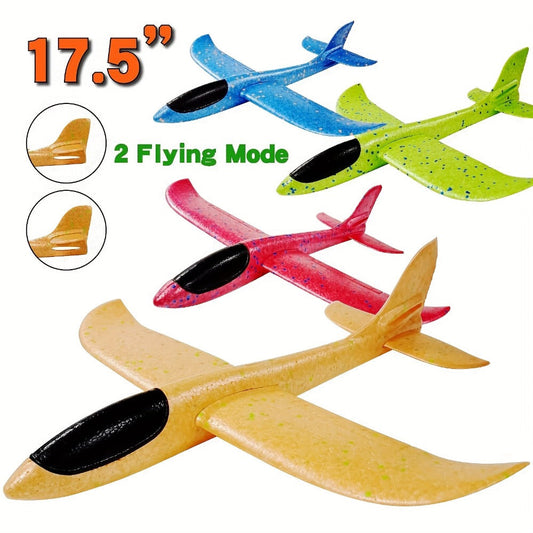 Foam Glider Airplane Toy for Kids – 17.5 Inch Large Throwing Foam Plane with 2 Flying Modes, 4 or 6 Pack | Best Outdoor Birthday Gift for Boys Ages 3-12