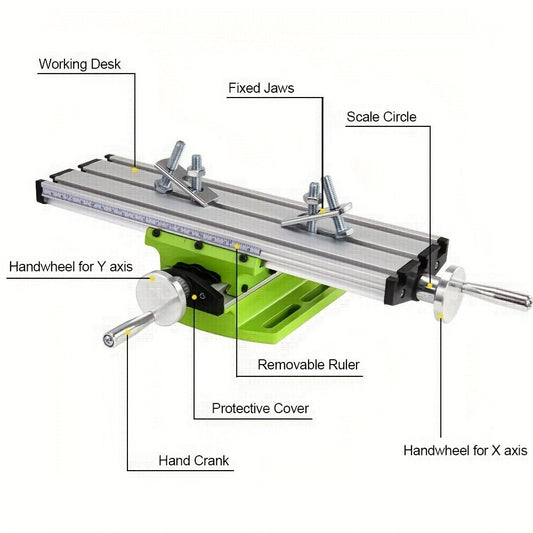 Cross Slide Table BG-6300 Compound Milling Drilling Worktable X-Y Axis Adjustable Bench Drill Press Work Table for Mini Drill Machine