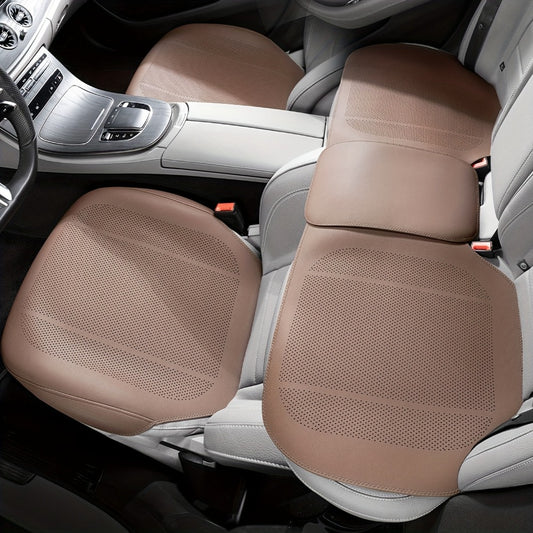 Nappa Leather Car Seat Cushion Full Surround – Non-Slip Breathable All-Season Seat Pad, Front & Rear Universal Fit for Cars SUVs, Luxury Interior Seat Cover