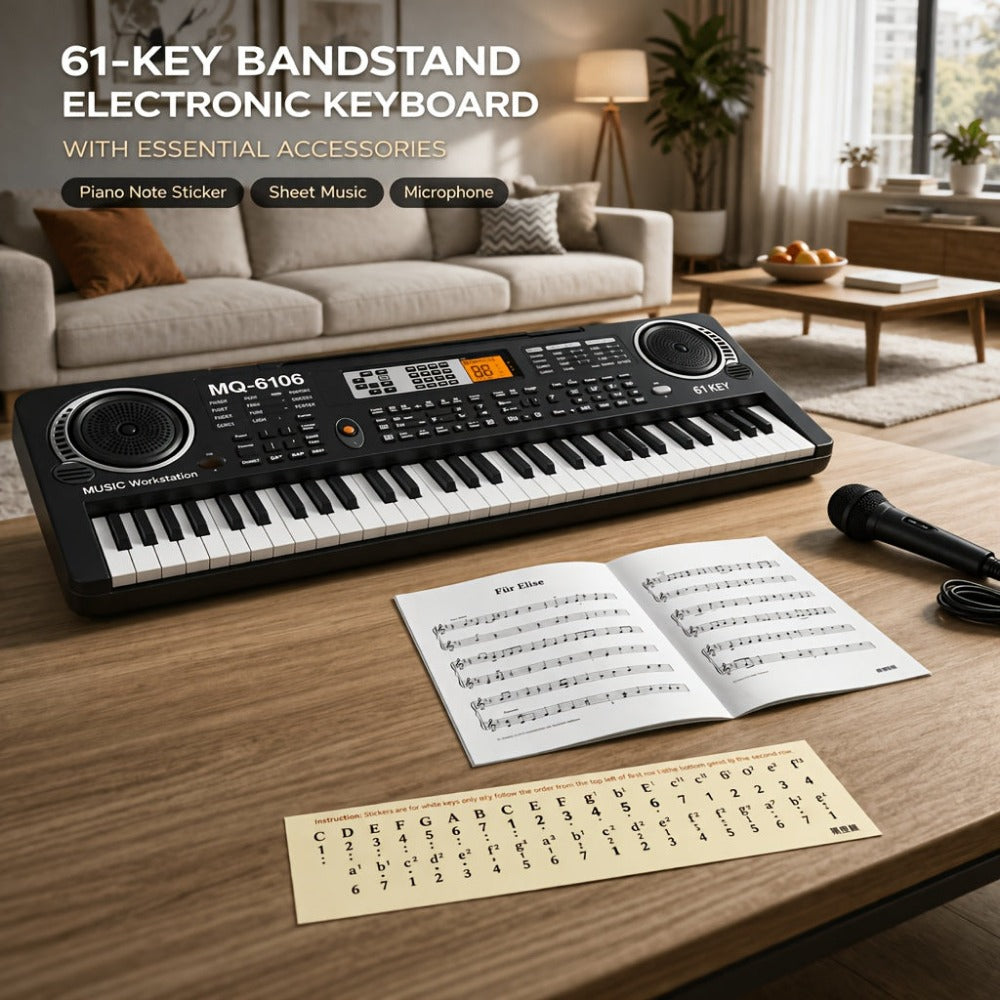 61-Key Keyboard Accessory Kit with Microphone, Sheet Music and Key Stickers detail image - detail view 10