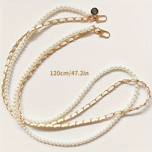 Pearl Double Chain Phone Strap Crossbody Wristband Lanyard for Women Girls – Faux Pearl Leather Clip-On Hanging Chain Strap for iPhone Samsung Android Smartphones – Aesthetic Y2K Fashion Accessory Black White