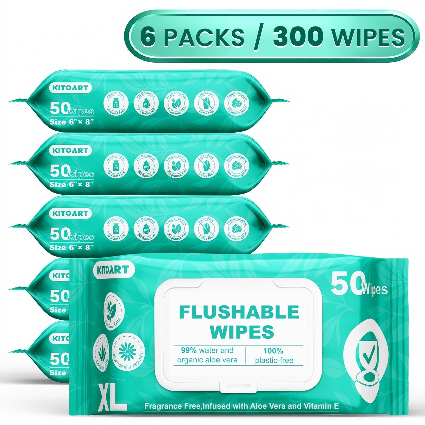 Extra-Large Unscented Adult Wet Wipes in 150 or 300 Count Packs for Bathroom, Camping and Travel Hygiene