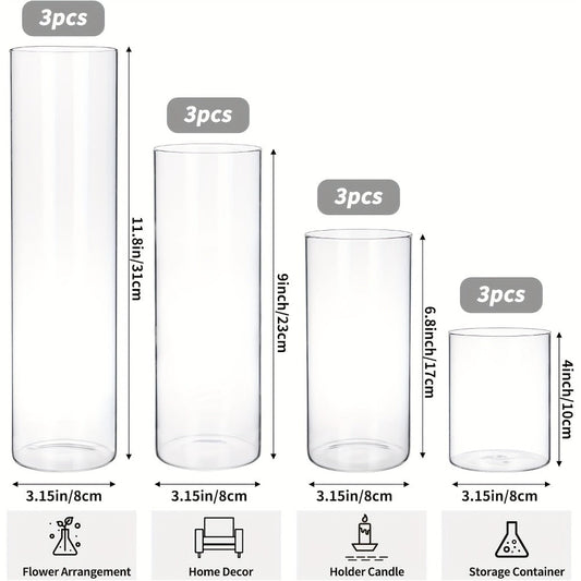 Clear Cylinder Glass Vases Set Wedding Centerpieces Home Decor