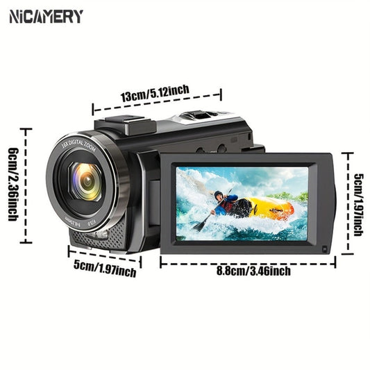 5K 30FPS Vlog Camera 48MP UHD WiFi with 16x Digital Zoom, IR Night Vision, 270° Rotatable Touch Screen & 6-Axis Stabilization - Outdoor Video Camera with Mic, Stand & Carry Bag