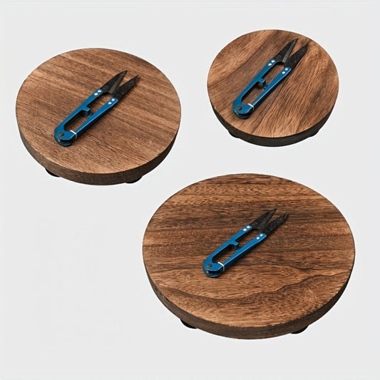 Wooden Display Risers Set of 3 – Rustic Farmhouse Cake Stand Pedestals for Kitchen Counter, Home Decor, Christmas & Holiday Table Centerpiece Organizer