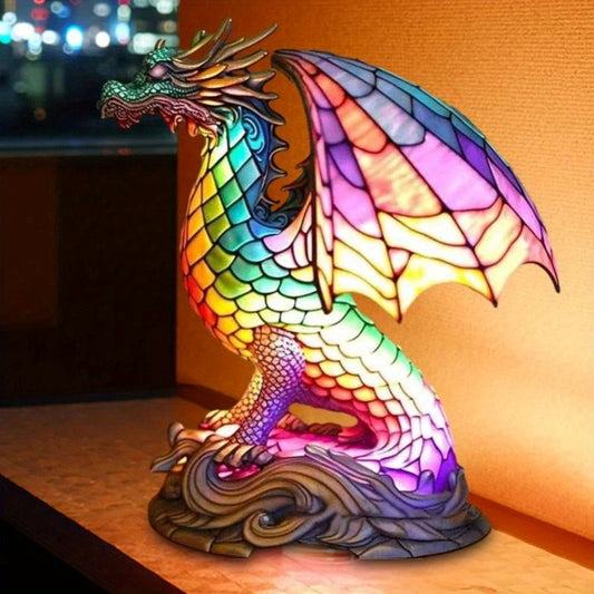 3D Resin Animal Night Light – Bohemian Vintage Dragon, Owl & Sea Turtle Stained Desk Lamp for Bedroom, Home Decor, Birthday & Christmas Gift (Dragon / Owl / Sea Turtle)