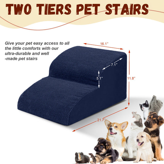 Dog Stairs for High Beds & Sofas – 2/3/4 Step Memory Foam Pet Steps with Non-Slip Bottom, Washable Cover & Textured Surface – Supportive Dog Steps for Senior Dogs, Puppies & Small Breeds