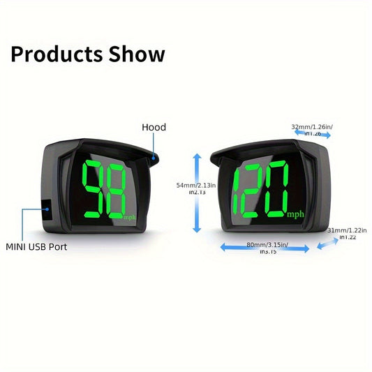 Car HUD Head Up Display OBD2 + GPS Speedometer 3-Inch Windshield Projector, Real-Time Speed MPH, Universal Fit for Cars Trucks Buses Bikes Scooters