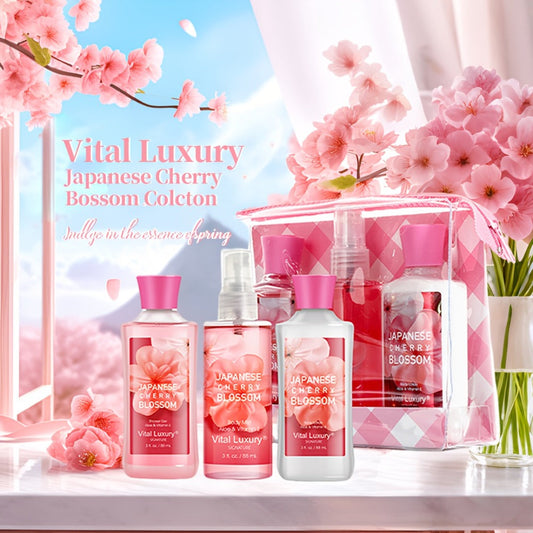 Bath Body Care Gift Set Shower Gel Body Lotion Body Mist Aloe Vera Vitamin E Glycerin Deep Moisturizing Fragrance Set for Women Cherry Blossom Lavender Vanilla Coconut All Skin Types