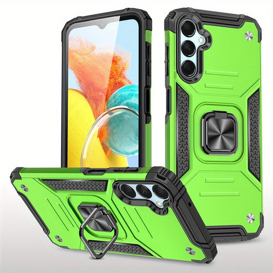 Phone Case Dual-Layer PC and TPU Ring Kickstand Cover with Magnetic Car Mount Plate for Samsung Galaxy A15 5G