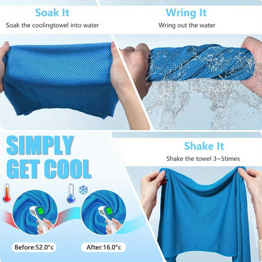 Neck Cooling Towels 8-Pack – Soft Breathable Sport Towels for Neck & Face with Carabiner Clips & Carry Bag, Multi-Color Chilling Towels for Running, Yoga, Climbing, Gym & Travel