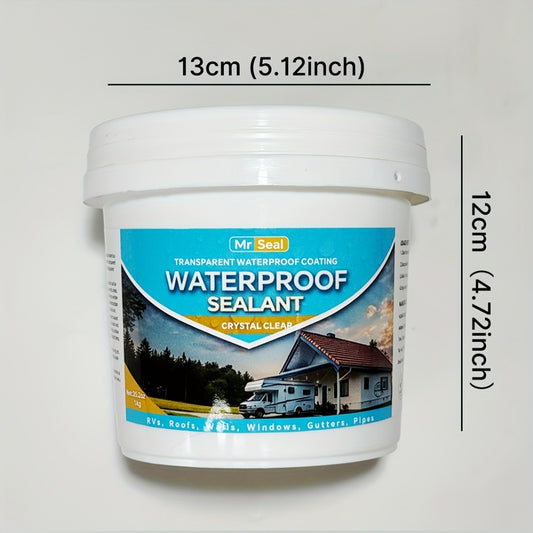 Clear Waterproof Sealant 1000g - Transparent Adhesive for Roof, RV, Wall, Pipe & Tile Leak Repair, Indoor & Outdoor, Includes Brush
