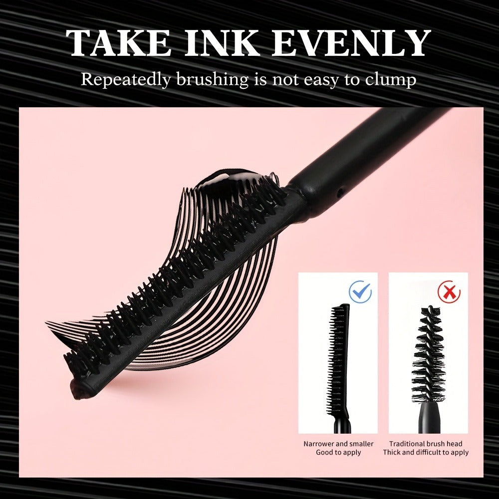 Black Mascara Two-Piece Set in Rose-Colored Tubes with Slim Precision Bristle Applicator Wands
