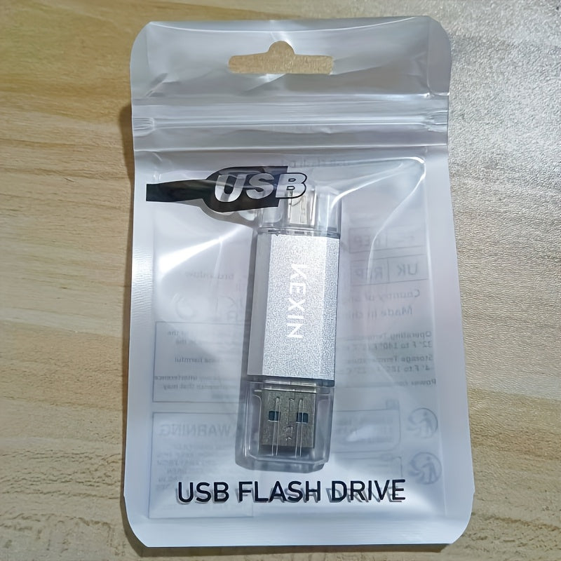 USB Flash Drive KEXIN 2-in-1 USB 2.0 and Type-C Rotating Memory Stick in 32GB, 64GB or 128GB