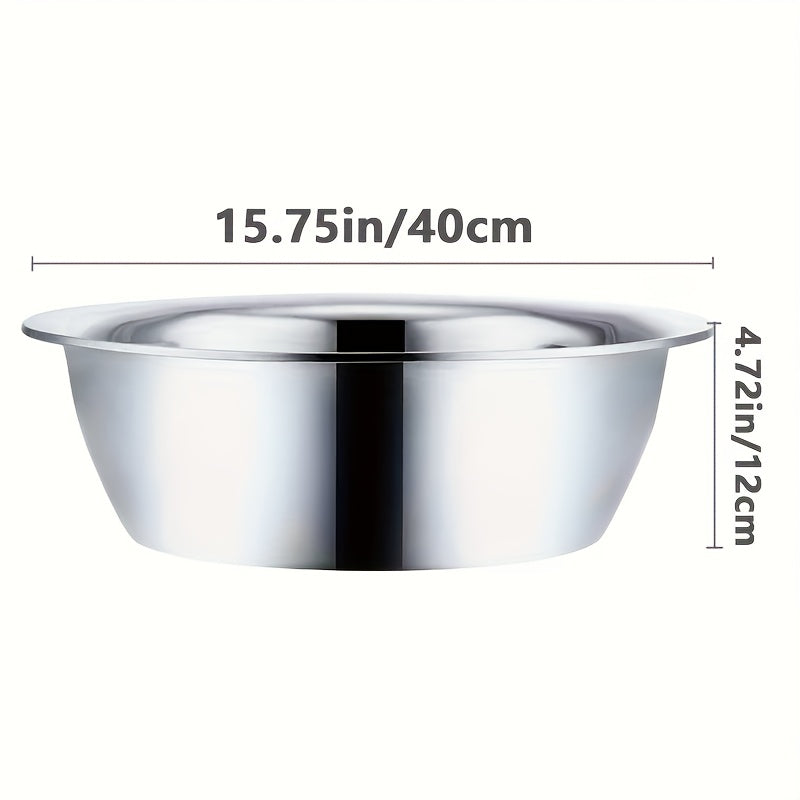 Extra-Large 40 cm Mixing Bowl with 12 cm Depth and Two Preserved Checkout Labels for Kitchen Prep