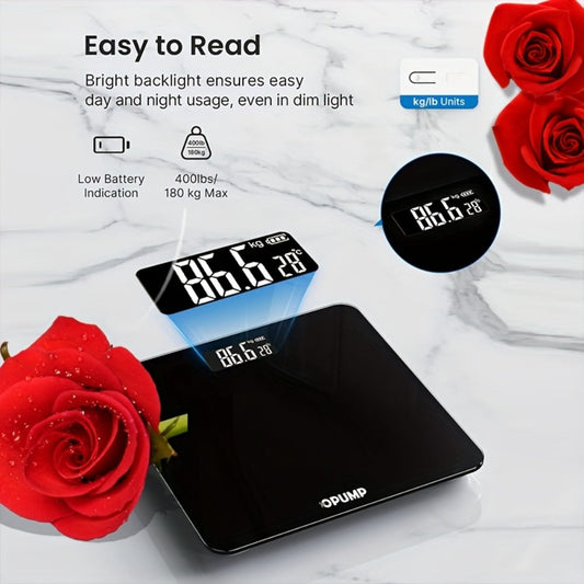 Digital Bathroom Scale High Precision 400 lbs – Electronic Body Weight Scale with Backlit HD LCD Display, kg/lb/st Switchable, Easy Read, Includes Batteries