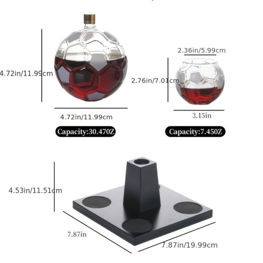 Football Shaped Whiskey Decanter Set with 4 Cups 30oz - Unique Birthday Gift for Men, Dad Gift, Valentine's Day Gift, Home Bar Decor, Christmas Gift