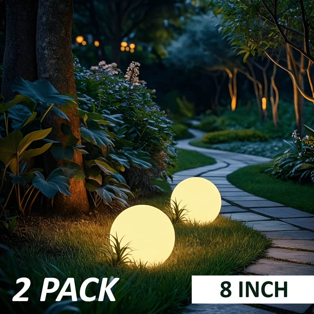 Solar Outdoor Lights 8-Inch RGB Globe with Remote, 16 Colors, 8 Brightness Levels and 4 Effects