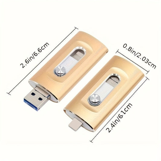 USB Flash Drive, 4-in-1 USB 3.0 Multi-Connector Drive with 128GB or 256GB Capacity and Four Color Options
