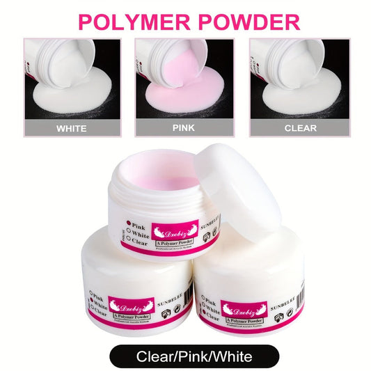 Acrylic Nail Kit with 12 Glitter Colors, Clear Pink White Powders, Liquid Monomer, Tips and Application Tools
