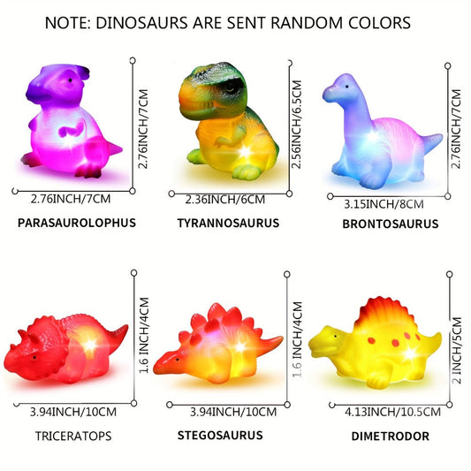 Light Up Floating Dinosaur Bath Toys for Kids – Glowing LED Bathtub & Pool Toy Set 2/4/6/8/12pcs | Animal Park, Marine & Colorful Themes | Toddler Boys & Girls Birthday Christmas Gift