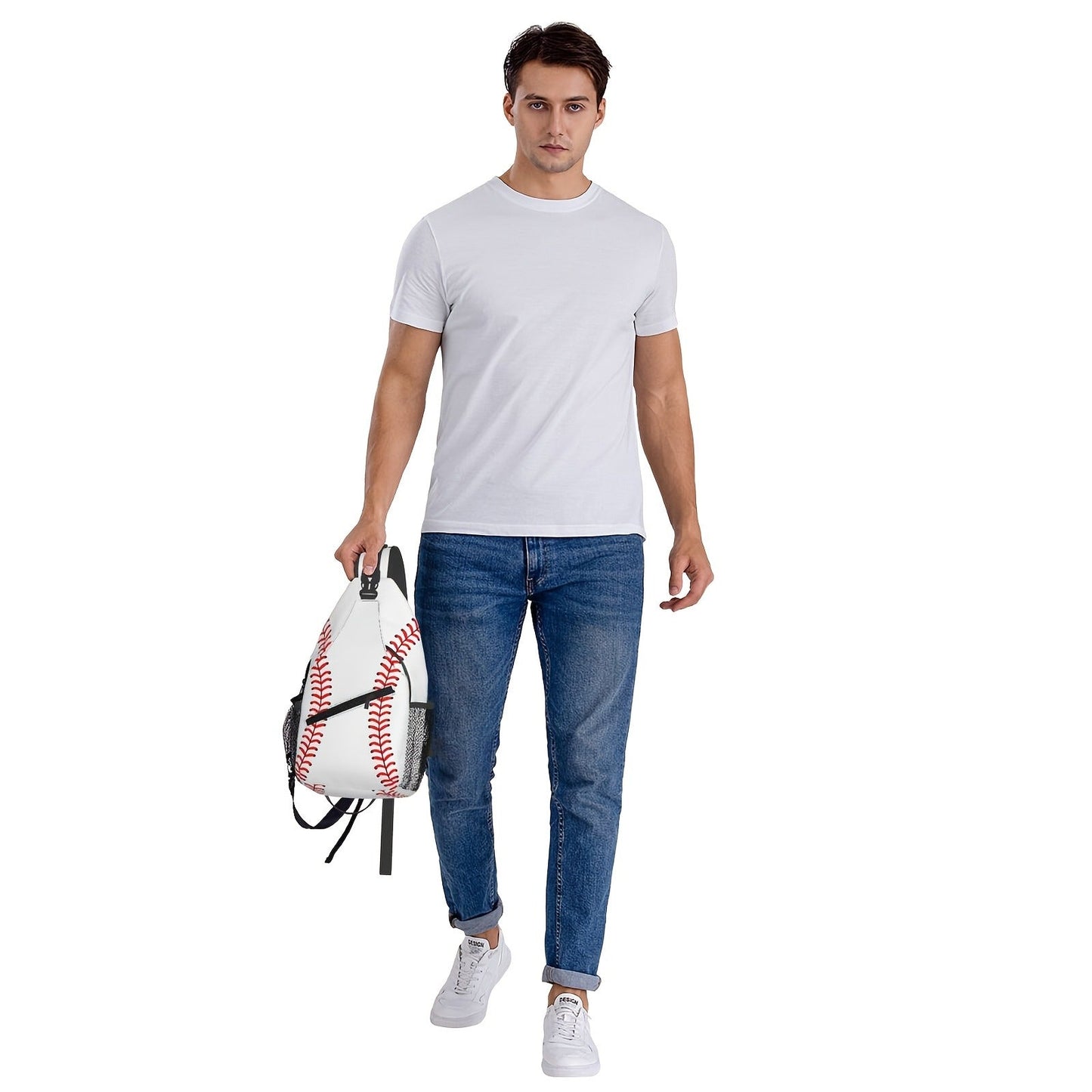 Sling Bag Baseball-Themed One-Strap Crossbody Pack with Adjustable Shoulder Carry for Training and Travel
