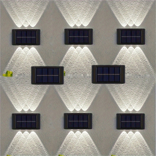Solar Wall Light Outdoor 8 Pack 6 LED Deck Fence Garden Lamp Waterproof Auto Dusk to Dawn Courtyard Pathway Garage Yard Decoration