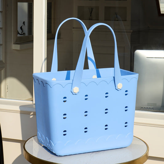 Waterproof Beach Tote Bag for Women – Large Shoulder Handbag for Travel Vacation Fruits Flowers Drinks – M & L