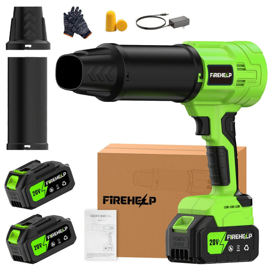 Battery Leaf Blower 20V 50000RPM Turbo Cordless, Dual Battery & 2 Nozzles Included, Handheld Blower for Car Drying, Leaves, Snow & Dust — Home & Outdoor