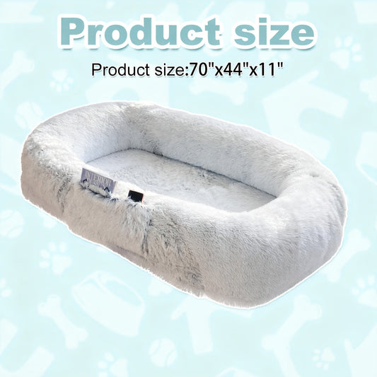 Human Dog Bed Extra Large - 70x44x11 Inch Washable Faux Fur Orthopedic Dog Bed for People & Pets, Non-Slip Giant Dog Bed with Removable Cover, Napping Lounger for Adults & Dogs in Multiple Colors