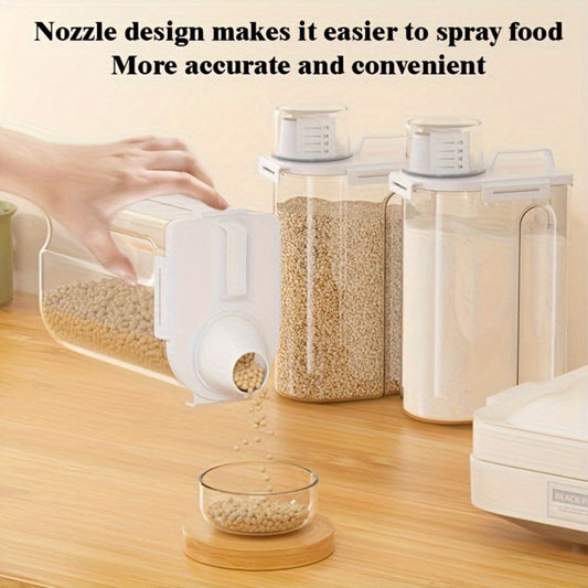Airtight Grain Storage Containers 4pcs – Transparent Plastic Food Storage Box with Flip Top Lid & Pouring Port for Rice Flour Dry Goods