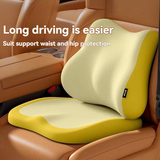 Car Seat Cushion & Lumbar Support Set – Memory Foam Driver Booster Pad for Car & Office Chair, 5 Colors